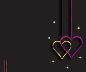 Heart shape decorative with black background vectors 02