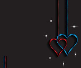 Heart shape decorative with black background vectors 03