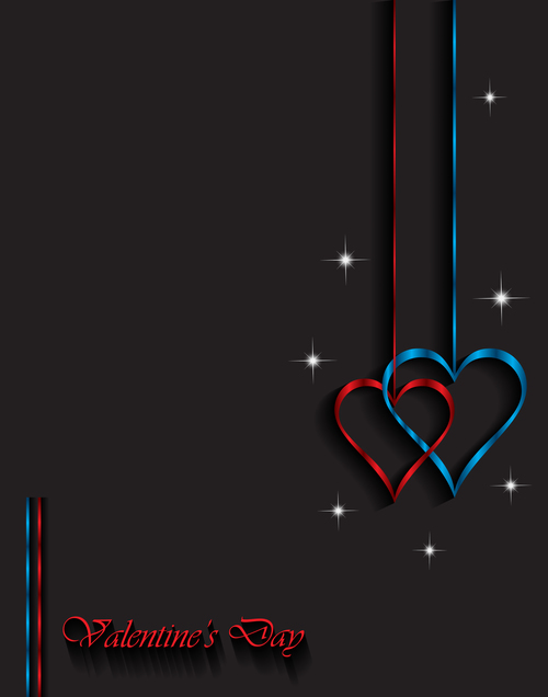 Heart shape decorative with black background vectors 03
