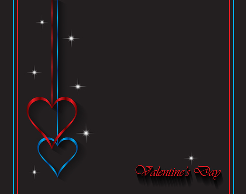 Heart shape decorative with black background vectors 04