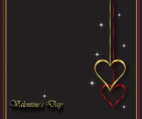 Heart shape decorative with black background vectors 06