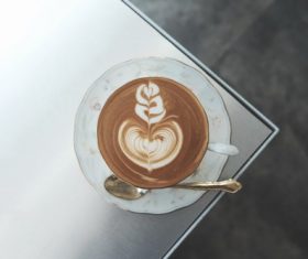 Heart-shaped leaves espresso coffee Stock Photo