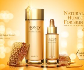 Honey humectants cosmetics poster template vector 01