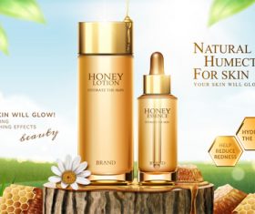 Honey humectants cosmetics poster template vector 02
