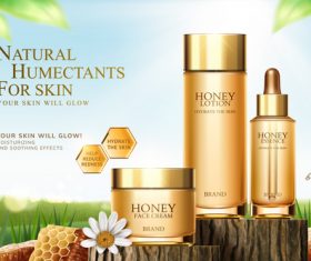 Honey humectants cosmetics poster template vector 03