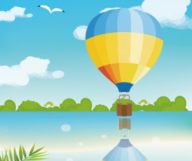 Hot air balloon seagull vector illustration
