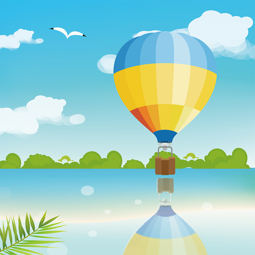 Hot air balloon seagull vector illustration