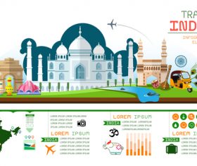 India travel infographic template vector