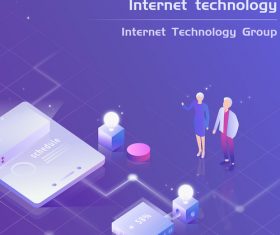 Internet technology business office vector illustration
