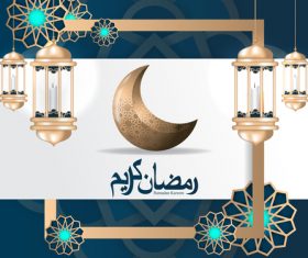 Islamic decor wiht white background design vector 02