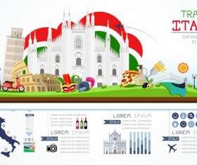 Italy travel infographic template vector