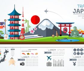 Japan travel infographic template vector