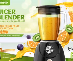 Juice blender poster template vectors 01