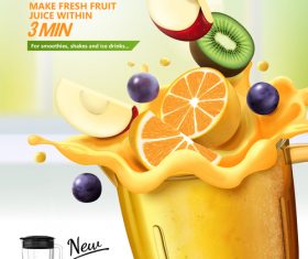 Juice blender poster template vectors 02