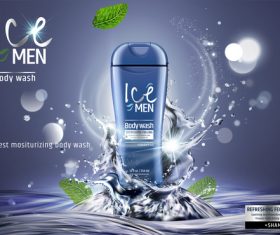 Lce men body wash advertising template vector 01