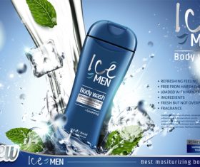 Lce men body wash advertising template vector 02