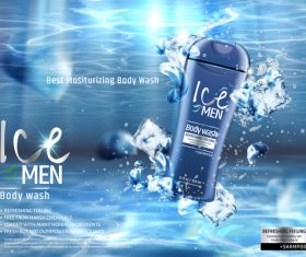 Lce men body wash advertising template vector 03