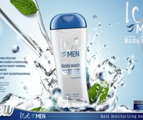 Lce men body wash advertising template vector 04
