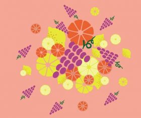Lemon grape hand drawn vector