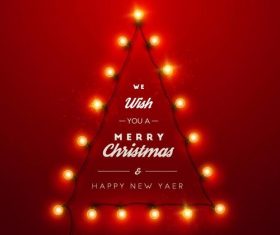 Light bulb with christmas red backgground vector