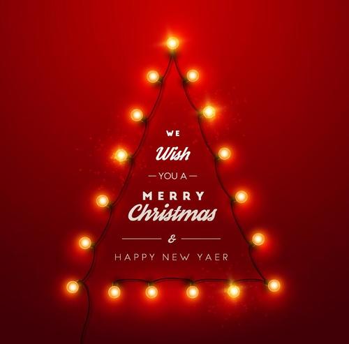 Light bulb with christmas red backgground vector