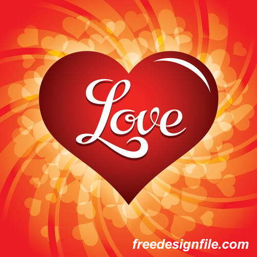 Love background with shiny heart vector free download