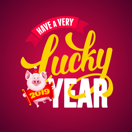 Lucky pig year design vectors 01