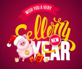 Lucky pig year design vectors 02