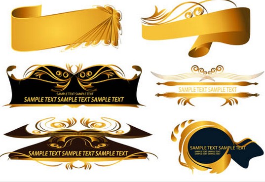 Luxury Gold Elements art set vector