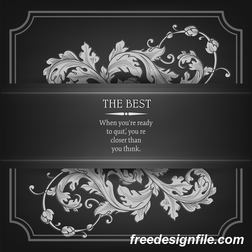 Luxury vintage black background with floral decor vector 03