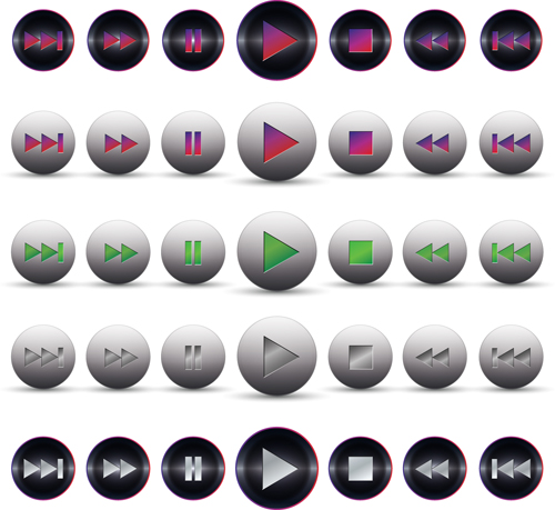 MediPlayer Buttons icons 2 vectors graphic