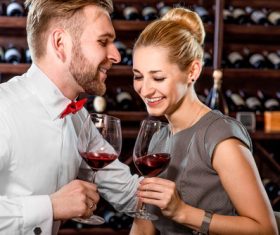 Men and women who taste wine Stock Photo