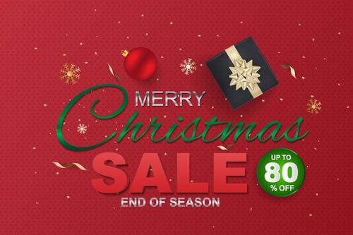 Merry christmas sale end of season design vector