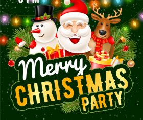 Merry cristmas party poste template vectors