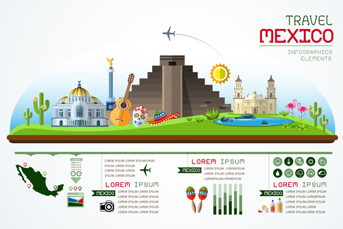 Mextco travel infographic template vector