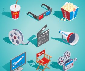 Movies and cinema object design vector 01