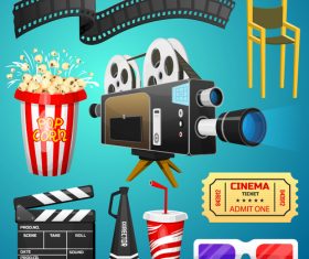 Movies and cinema object design vector 02