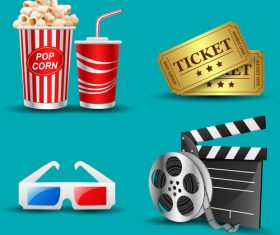 Movies and cinema object design vector 03