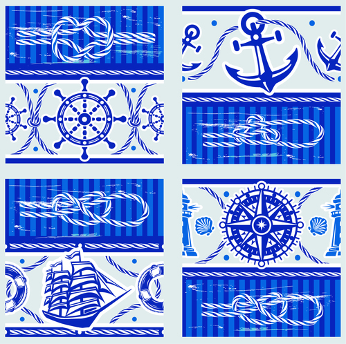 Nautical seamless pattern retro vectors 03