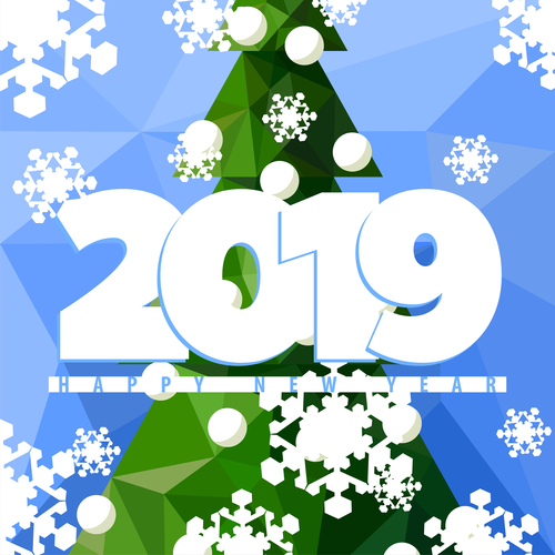New Year 2019 with snowflake background vector