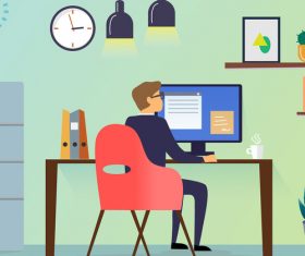 Office people computer office vector illustration