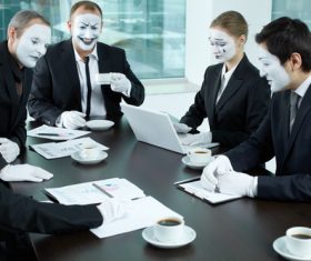 Office staff dressed as a clown Stock Photo 03