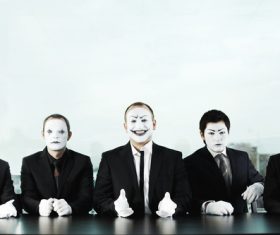 Office staff dressed as a clown Stock Photo 04