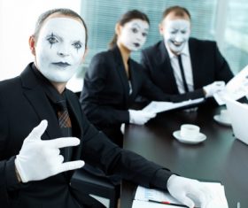 Office staff dressed as a clown Stock Photo 05