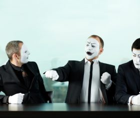 Office staff dressed as a clown Stock Photo 06