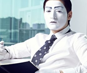 Office staff dressed as a clown Stock Photo 07