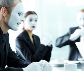 Office staff dressed as a clown Stock Photo 08