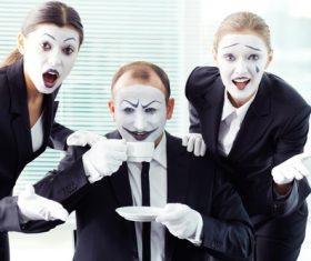 Office staff dressed as a clown Stock Photo 09