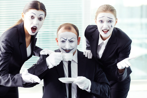 Office staff dressed as a clown Stock Photo 09