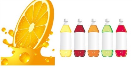 Orange juice and beverage bottle vector